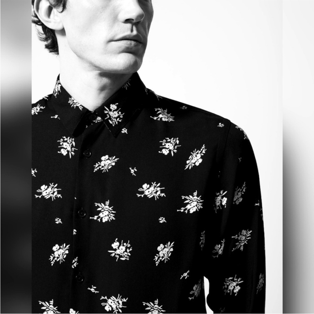 The Kooples Flowing black and white floral shirt button front Mens Sz S NEW